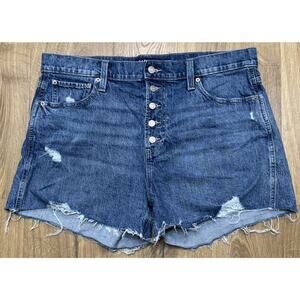 Gap Jean Shorts Women’s High Rise Button Fly Denim Destroyed Cheeky Size 18